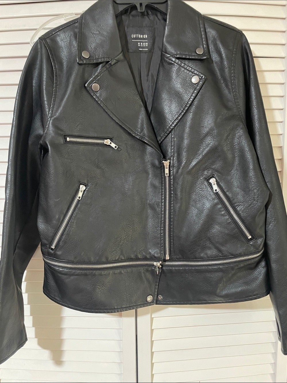 Cotton On Black Faux Leather Biker Jacket